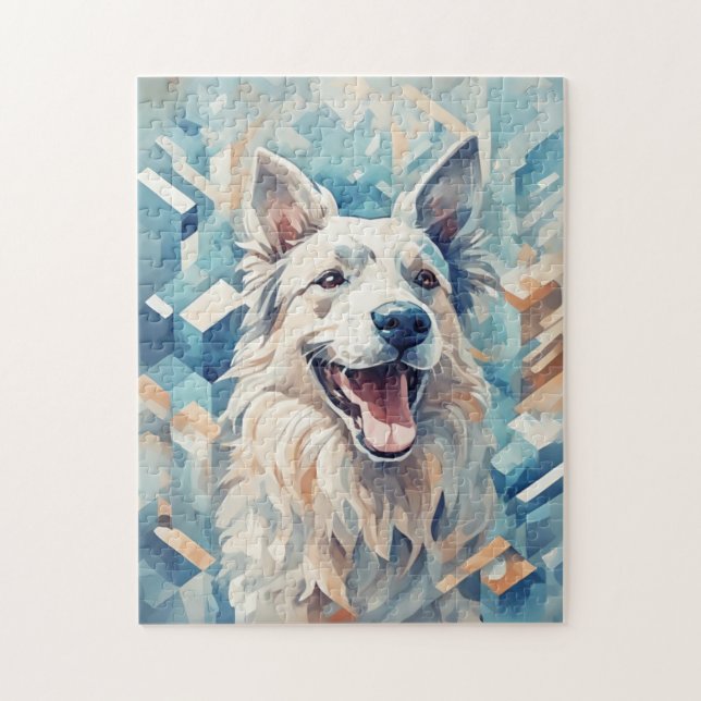Quebra-cabeça Cão em mosaico azul (Vertical)