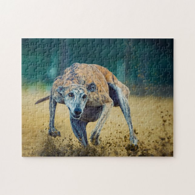 Quebra-cabeça Cão Greyhound. (Horizontal)