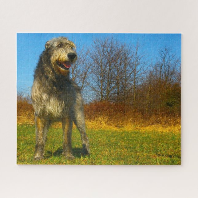 Quebra-cabeça Cão Lobo Irlandês. (Horizontal)