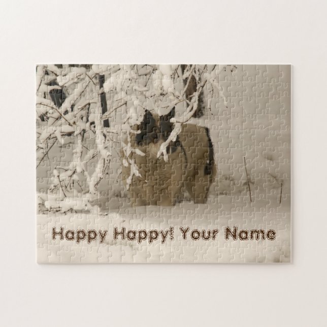 Quebra-cabeça Cão no inverno (Horizontal)