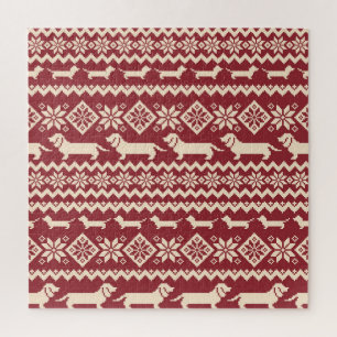 Quebra-cabeça Cão Nórdico: Padrão de Ilustração Quirky.