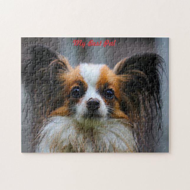 Quebra-cabeça Cão Papillon. (Horizontal)