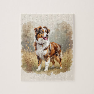 Quebra-cabeça Cão Pastor Australiano Vermelho Merle Aussie