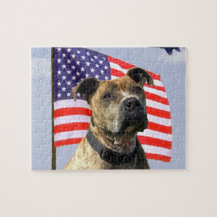 Quebra-cabeça Cão patriótico do pitbull