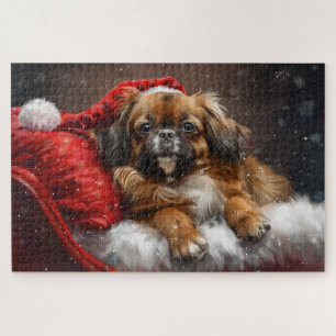 Quebra-cabeça Cão Spaniel Tibetano Natal Festivo