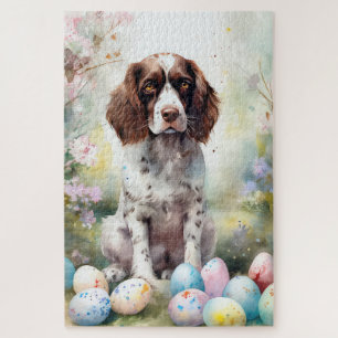 Quebra-cabeça Cão Springer Spaniel com Ovos da Páscoa Feriado