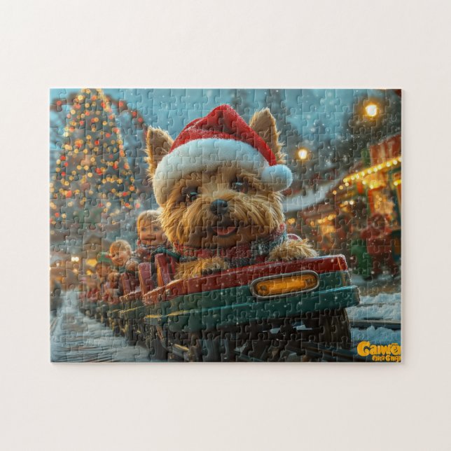 Quebra-cabeça Cão Terrier Australiano Montanha-russa Natal (Horizontal)
