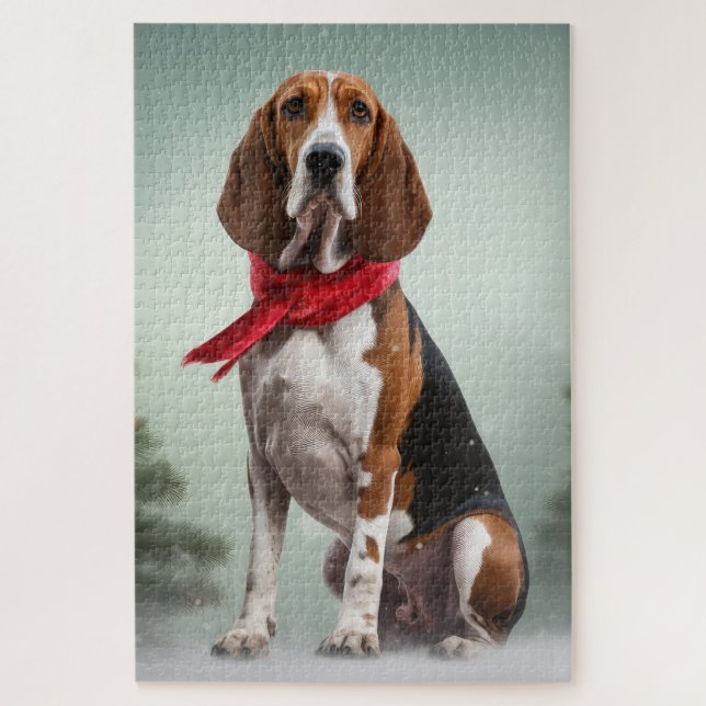 Quebra-cabeça Cão Treeing Walker Coonhound na neve no Natal (Vertical)