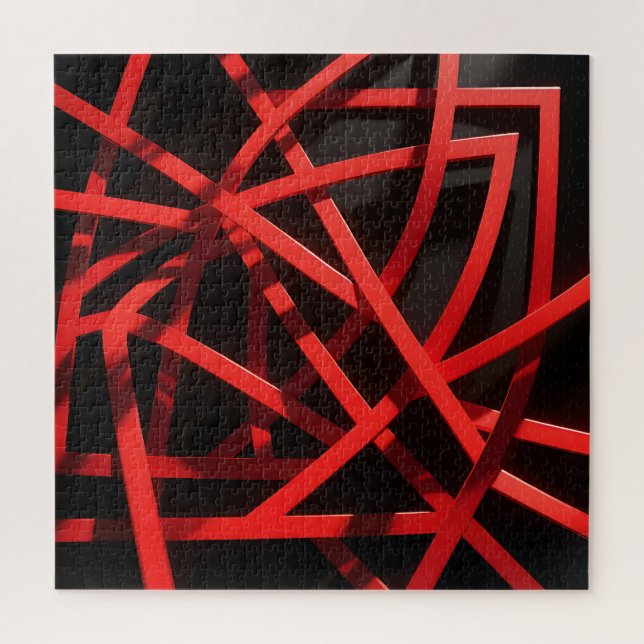 Quebra-cabeça Caos Abstrato Geométrico Vermelho (Vertical)