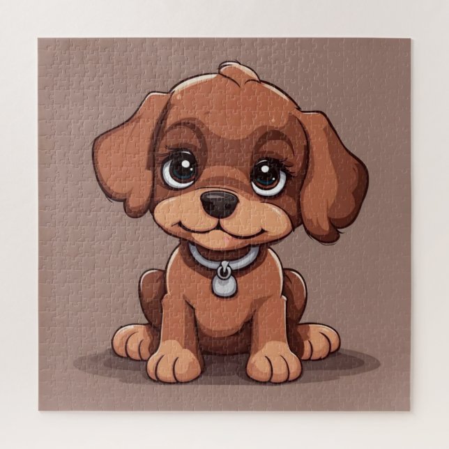 Quebra-cabeça Cãozinho castanho-branco (Vertical)