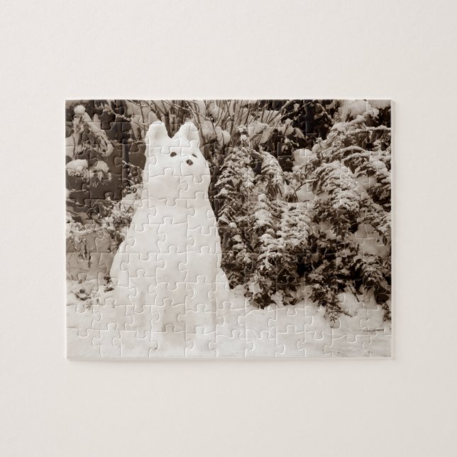 Quebra-cabeça cãozinho de neve engraçado akita (Horizontal)