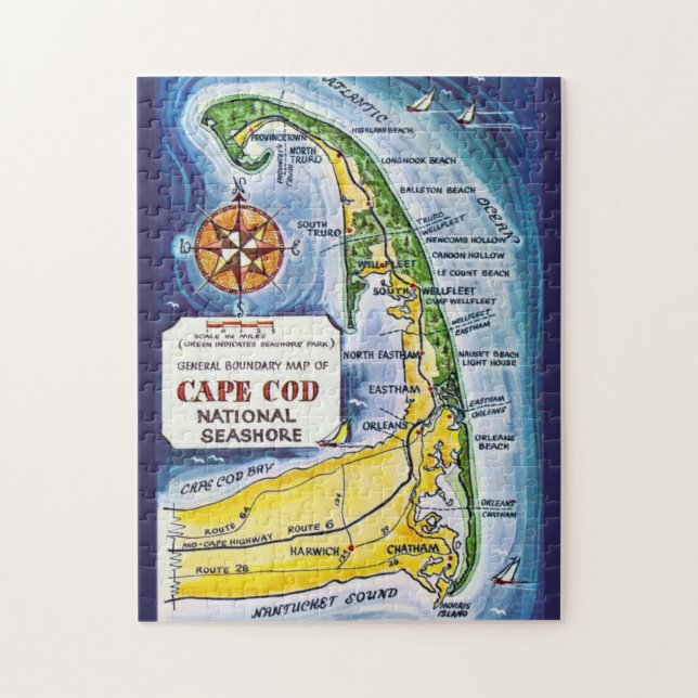 Quebra-cabeça Cape Cod  Ma Vintage 11x14 Map (Vertical)