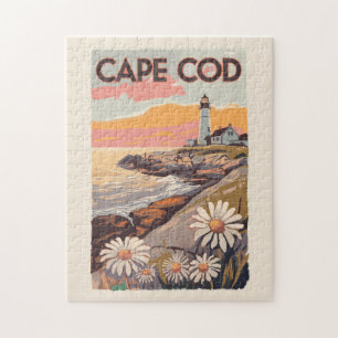 Quebra-cabeça Cape Cod Massachusetts Arte de Viagem Pintura Retr