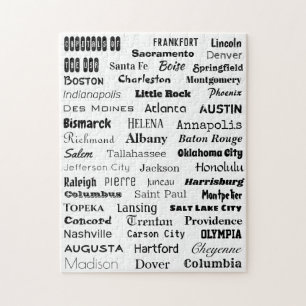 Quebra-cabeça Capitals of the USA Puzzle - black on white