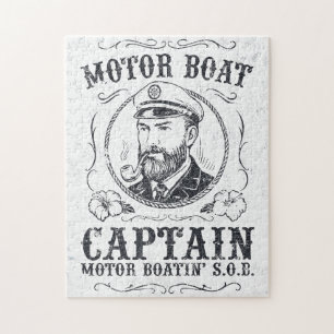 Quebra-cabeça Capitão de Barco a Motor Divertido Pontão Boating