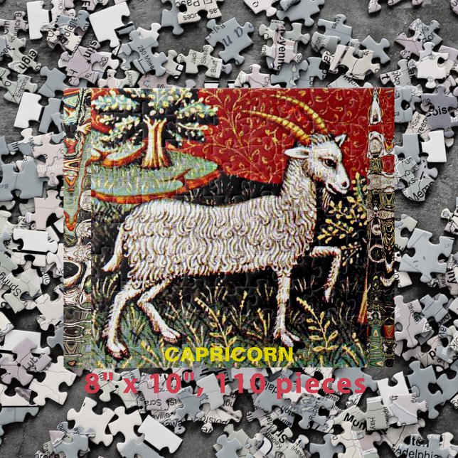 Quebra-cabeça Capricórnio - Sinal Zodiac Festa de aniversário 8x (Capricorn the Goat Zodiac Sign Birthday Party 8x10 Jigsaw Puzzle)