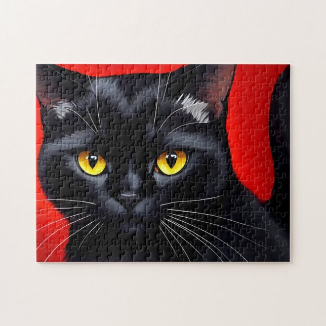 Quebra-cabeça Captivating Gatinho Art Retrato 252-Piece Black Ca (Horizontal)