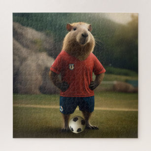 Quebra-cabeça "Capybara com Ponta de Goal: A Estrela de Futebol 