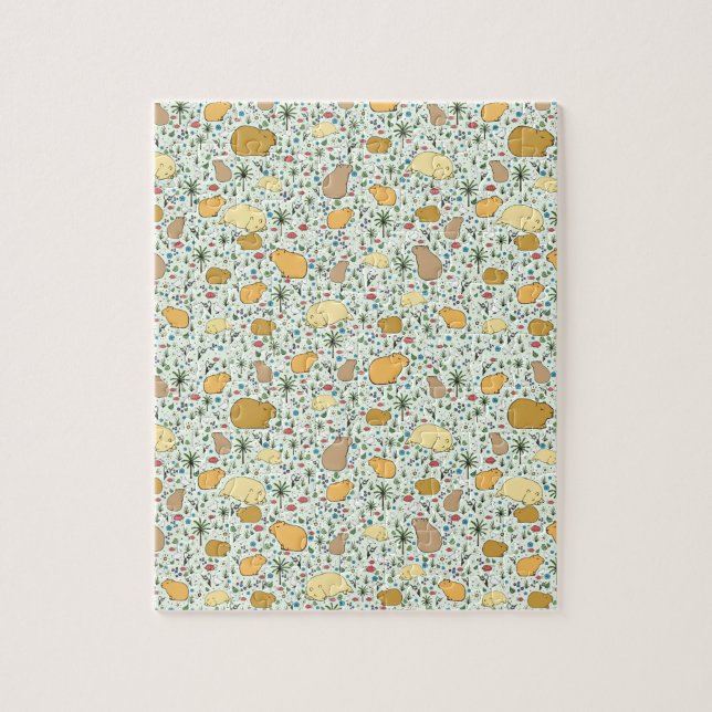 Quebra-cabeça Capybaras em Verde (Vertical)