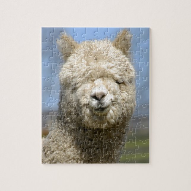 Quebra-cabeça Cara branca distorcido da alpaca (Vertical)