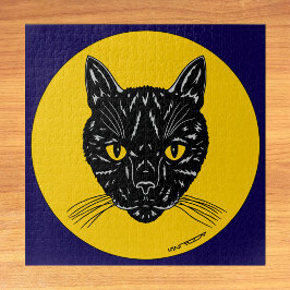 Quebra-cabeça Cara de Gato Preto