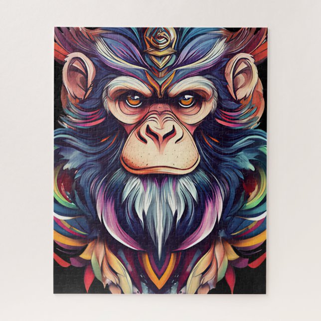 Quebra-cabeça Cara de macaco com juba cravejada de joias (Vertical)