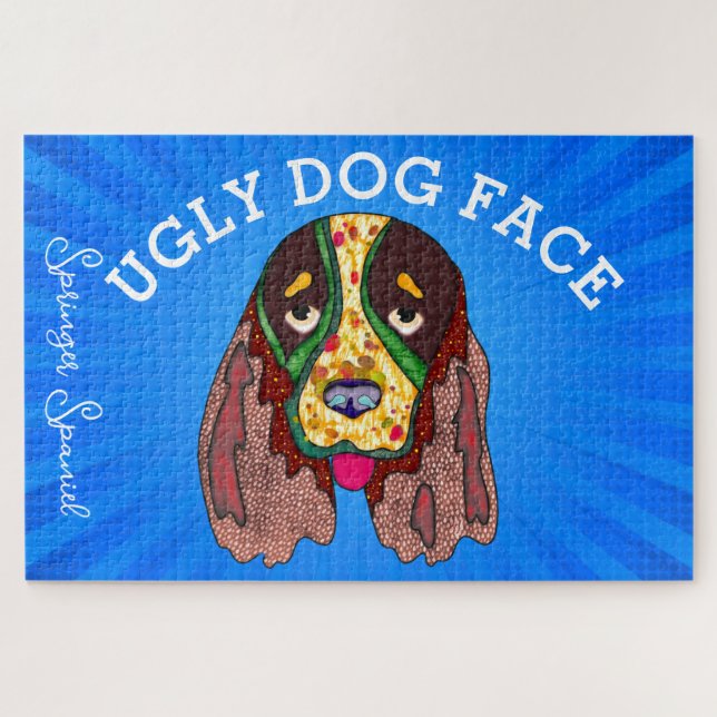 Quebra-cabeça Cara feia de cão Springer Spaniel 1000 (Horizontal)