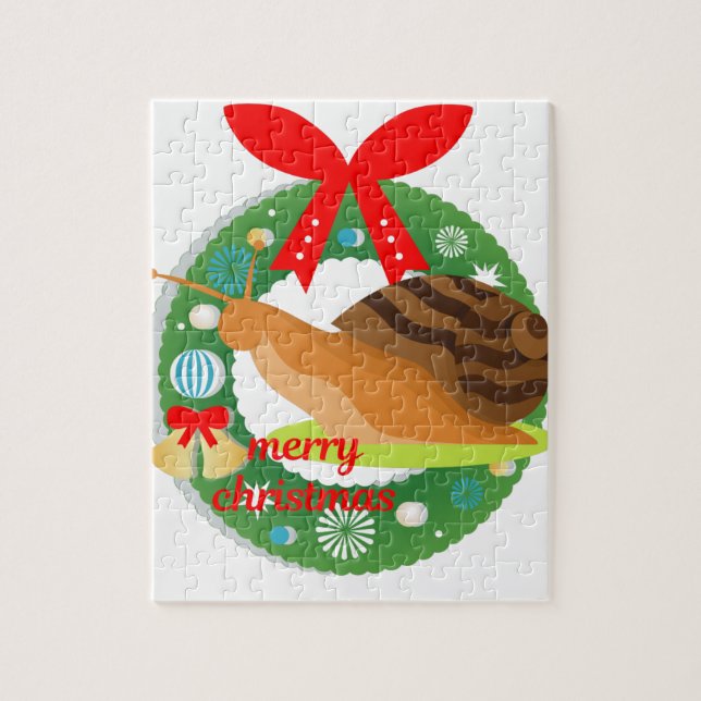 Quebra-cabeça caracol de natal alegre (Vertical)