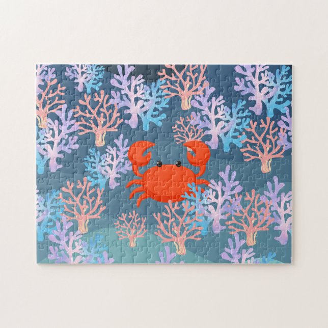 Quebra-cabeça caranguejo mágico infantil sob o pastel do arco-ír (Horizontal)