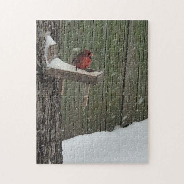 Quebra-cabeça Cardinal na neve (Vertical)