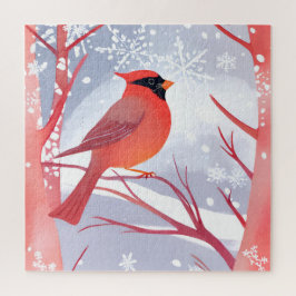 Quebra-cabeça Cardinal Vermelho | Bela Pintura em Aquarela
