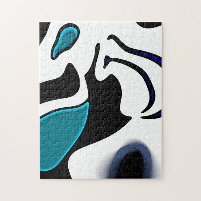 Quebra-cabeça Carga de Profundidade: Abstrato Preto, Branco e Az (Vertical)