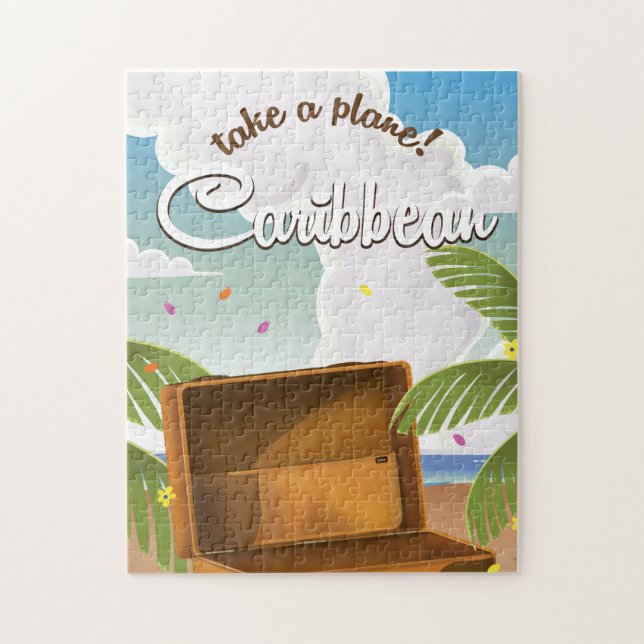 Quebra-cabeça Caribe de férias Poster de viagens clássico, (Vertical)