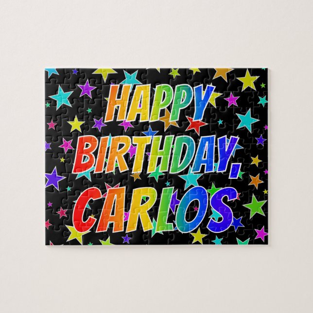 Quebra-cabeça "CARLOS" First Name, Fun "HAPPY BIRTHDAY" (Horizontal)