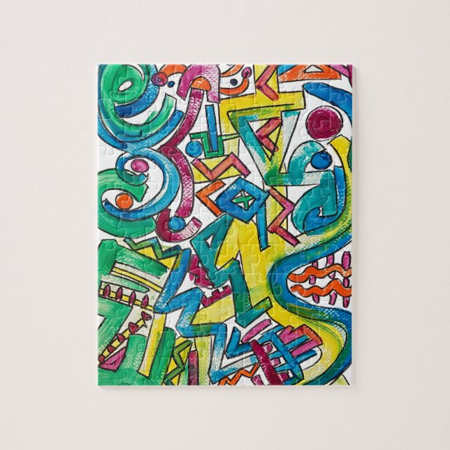 Quebra-cabeça Carnaval-Arte Geométrica Moderna Pintada à Mão (Vertical)