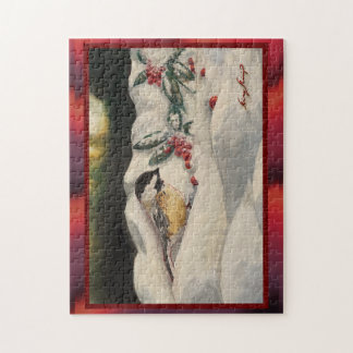 Quebra-cabeça Carol Chick-a-Dee with Mistletoe