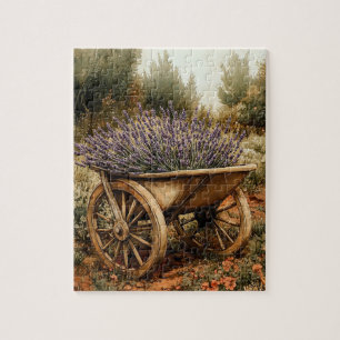 Quebra-cabeça Carrinho de Lavanda Vintage Botânico Cottagecore