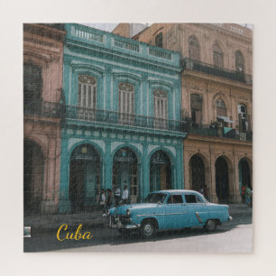 Quebra-cabeça Carro Clássico Turquesa Antigo Havana Cuba Colonia
