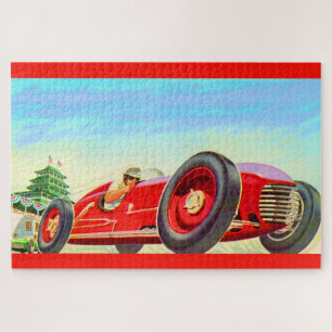 Quebra-cabeça carro de competência 1950 vermelho