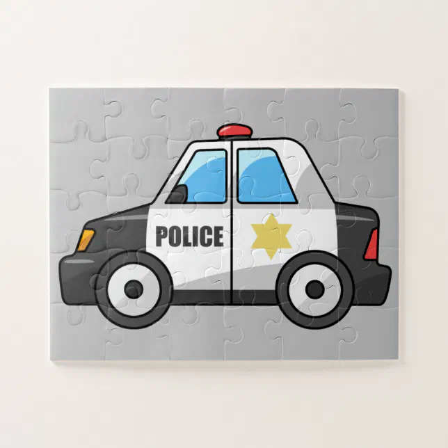 Conjunto de jogo de quebra-cabeça de ilustração de desenhos animados da  polícia