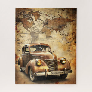 Quebra-cabeça Carro vintage Personalizado Mapa Mundial Antiqua