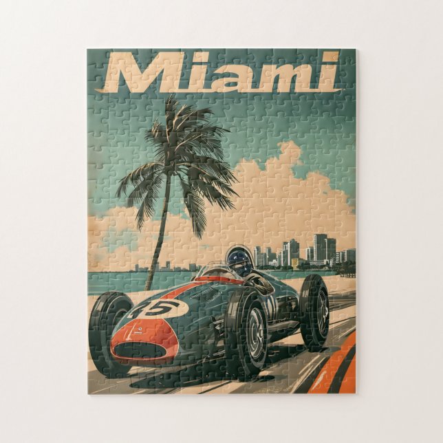 Quebra-cabeça Carro Vintage Racing em Miami (Vertical)