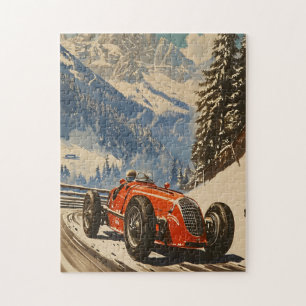 Quebra-cabeça Carro Vintage Racing nos Alpes