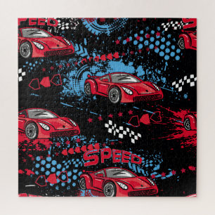 Quebra-cabeça carros abstrato, padrão infantil.