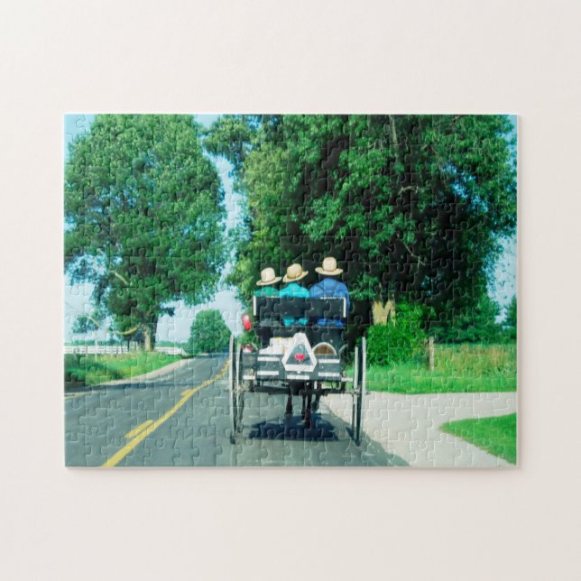Quebra-cabeça Carruagem Amish Indiana. (Horizontal)