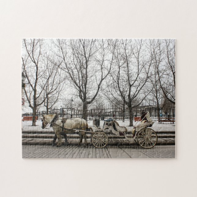 Quebra-cabeça Carruagem de Cavalos Montreal. (Horizontal)