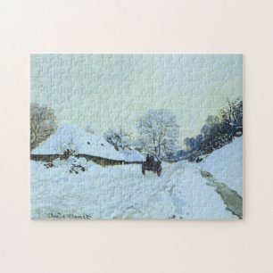 Quebra-cabeça Cart Snow Covered Road Santo-Simeon Monet Fine Art