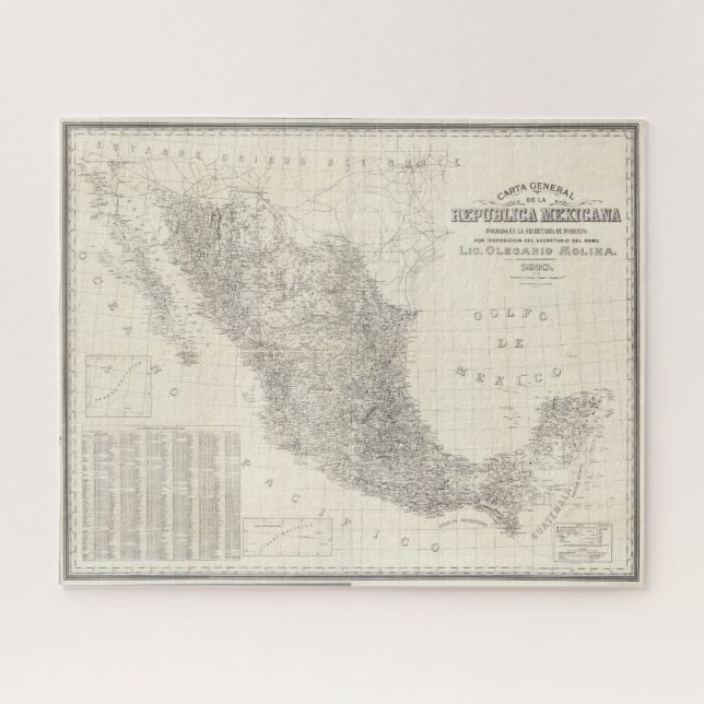 Quebra-cabeça Carta Geral da República Mexicana Mapa (Horizontal)