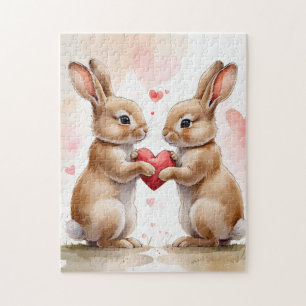 Quebra-cabeça Cartão Bunny Romântico