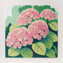 Quebra-cabeça Cartão de Arbusto de Hortênsia Rosa